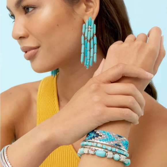 Kendra Scott Ember Bracelet in Variegated Turquoise Magnesite + earrings bundle - Picture 6 of 12